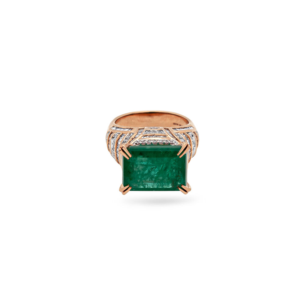 Buy Enchanting Emerald Rose Gold Ring at Best Price Tanishq US