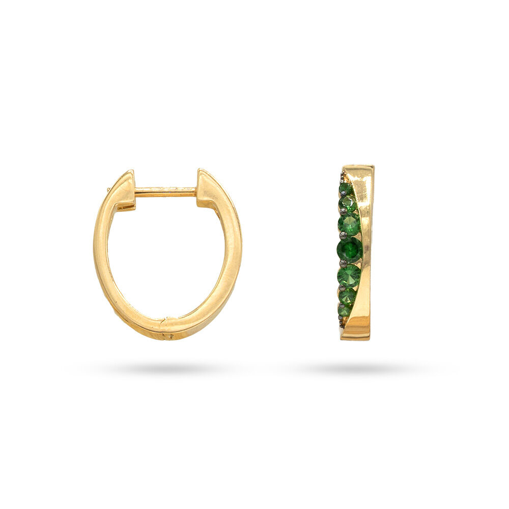 Modern Oval Gemstone Hoops