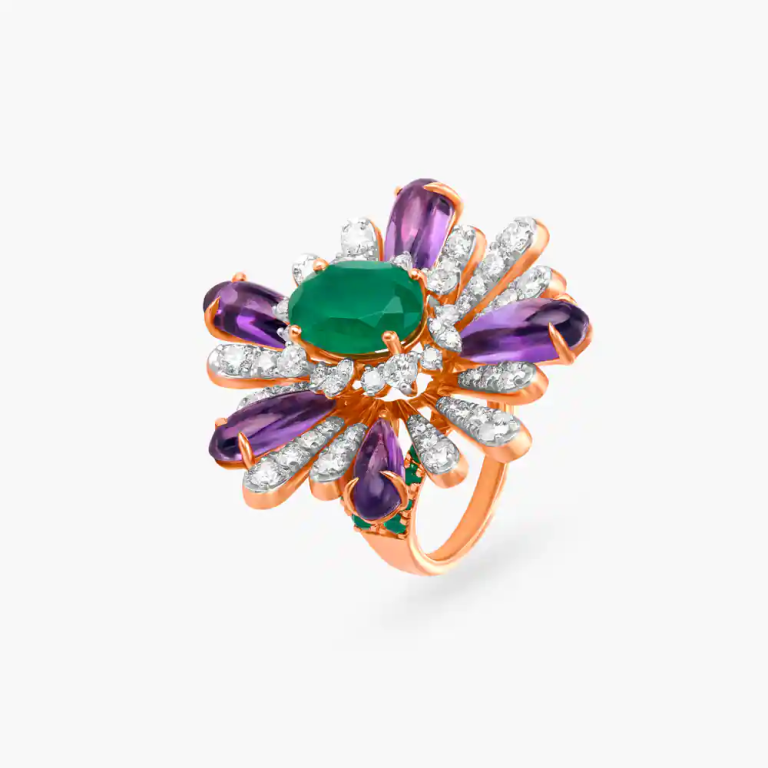 Emerald and Amethyst Ring
