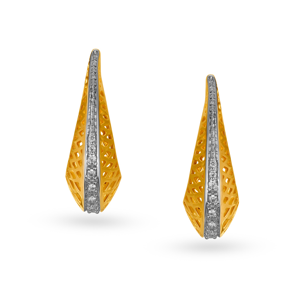 Buy Mia by Tanishq 18KT Yellow Gold Diamond Stud Earrings with Stylised ...