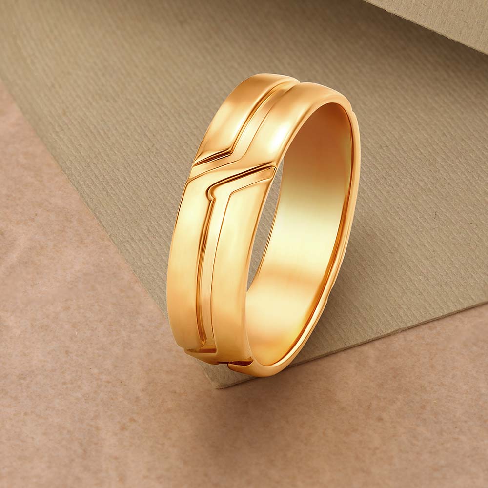 Buy Dapper 22 Karat Yellow Gold Striped Finger Ring at Best Price ...