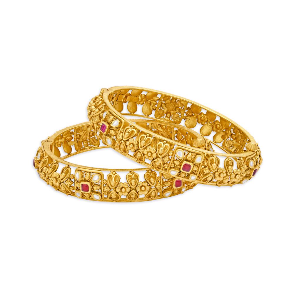 Buy Royal Antique Gold Bangle at Best Price Tanishq US