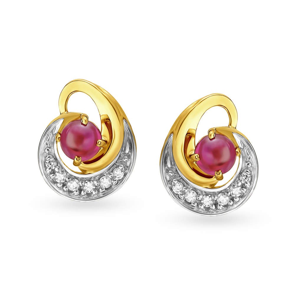 Buy Enchanting Ruby Seven Stone Diamond Stud Earrings at Best Price ...