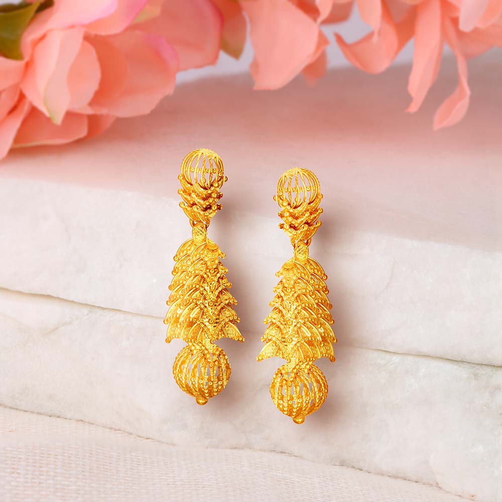 Tanishq gold long earrings discount