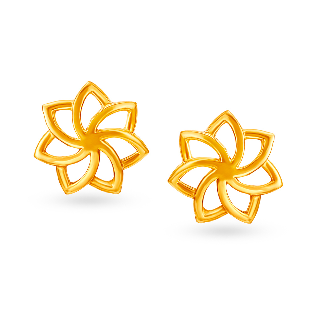 Buy Radiant Sun Floral Gold Stud Earrings at Best Price | Tanishq US