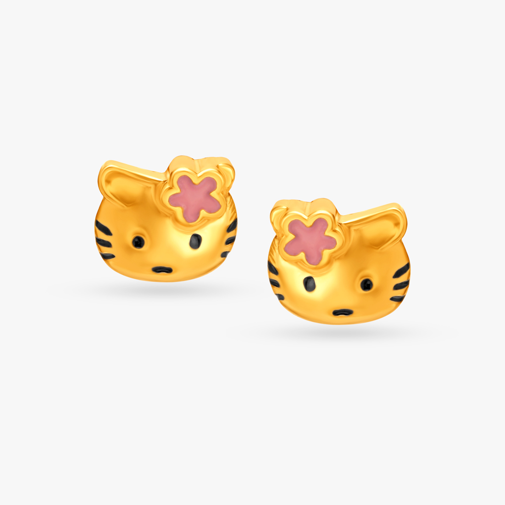 Buy Darling 22 Karat Yellow Gold Kitty Stud Earrings at Best Price Tanishq US