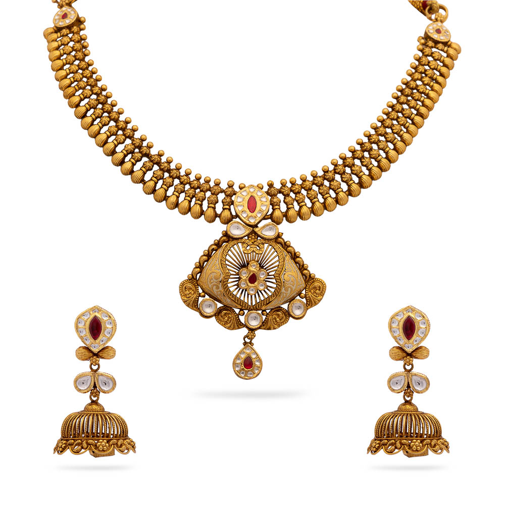 Kundan set in gold tanishq price sales