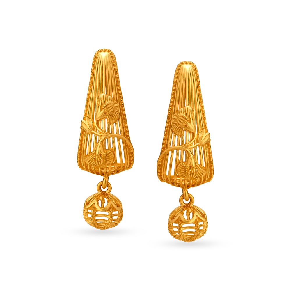 Trend4us Floral Drop Earrings with Gemstone