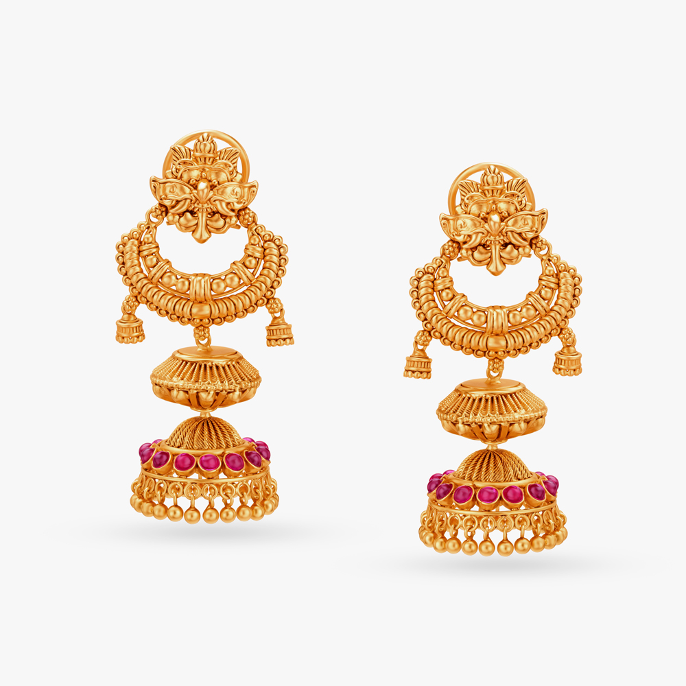 Gold Jhumkis With Pearl Jhumkis main image 1