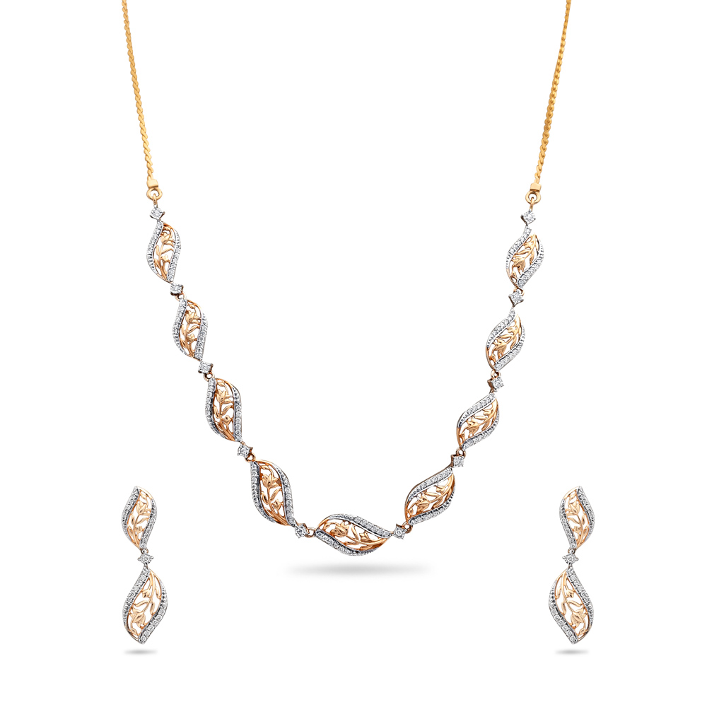 Tanishq Diamond Necklace Set Designs With Price Buy Graceful Gold and Diamond Necklace Set at Best Price | Tanishq US