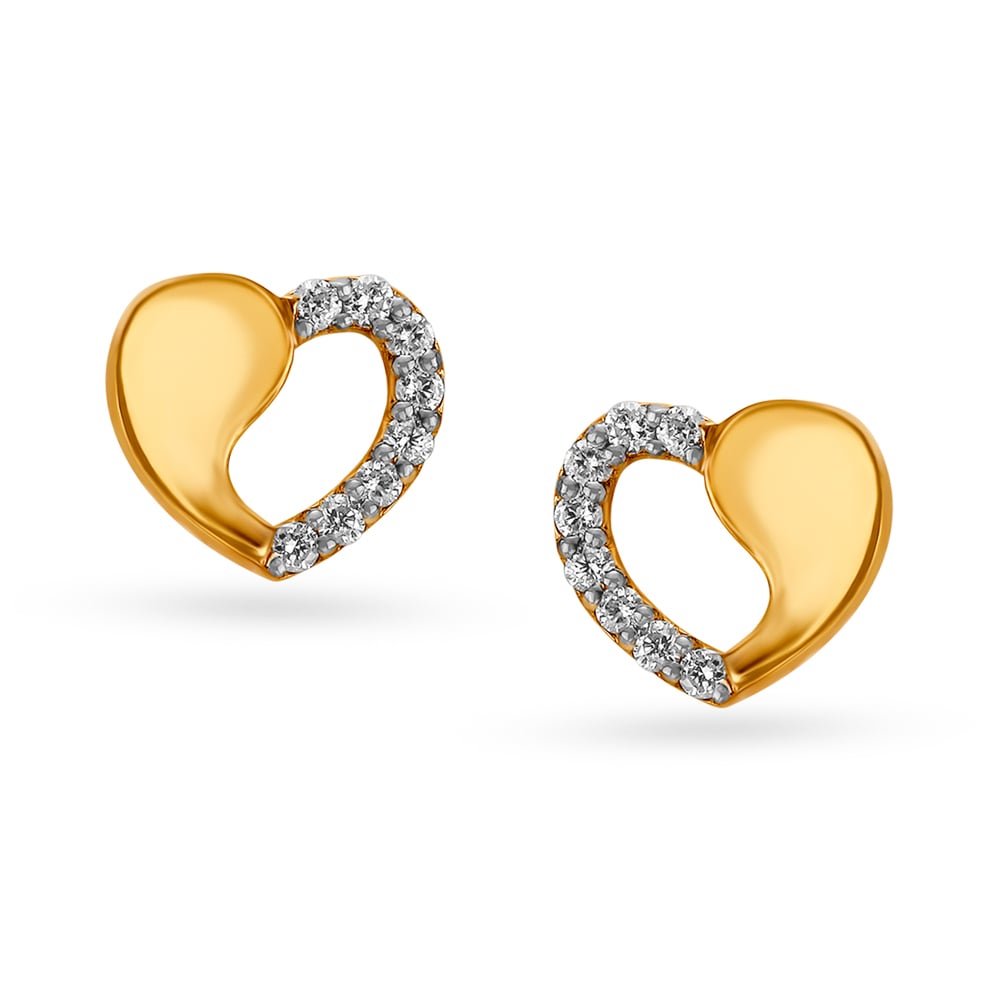 Heart shaped gold stud earrings hotsell