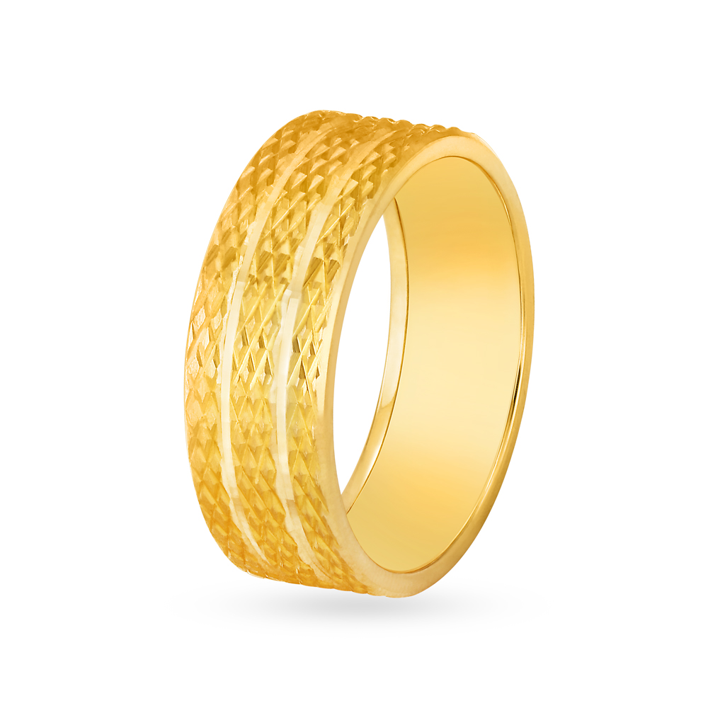 Cross Pattern Engraved Gold Finger Ring For Men