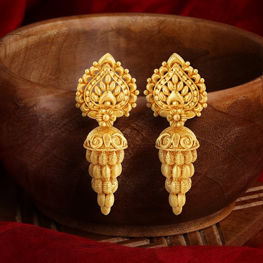 Buy Meticulous 22 Karat Yellow Gold Antique Earrings at Best Price Tanishq US