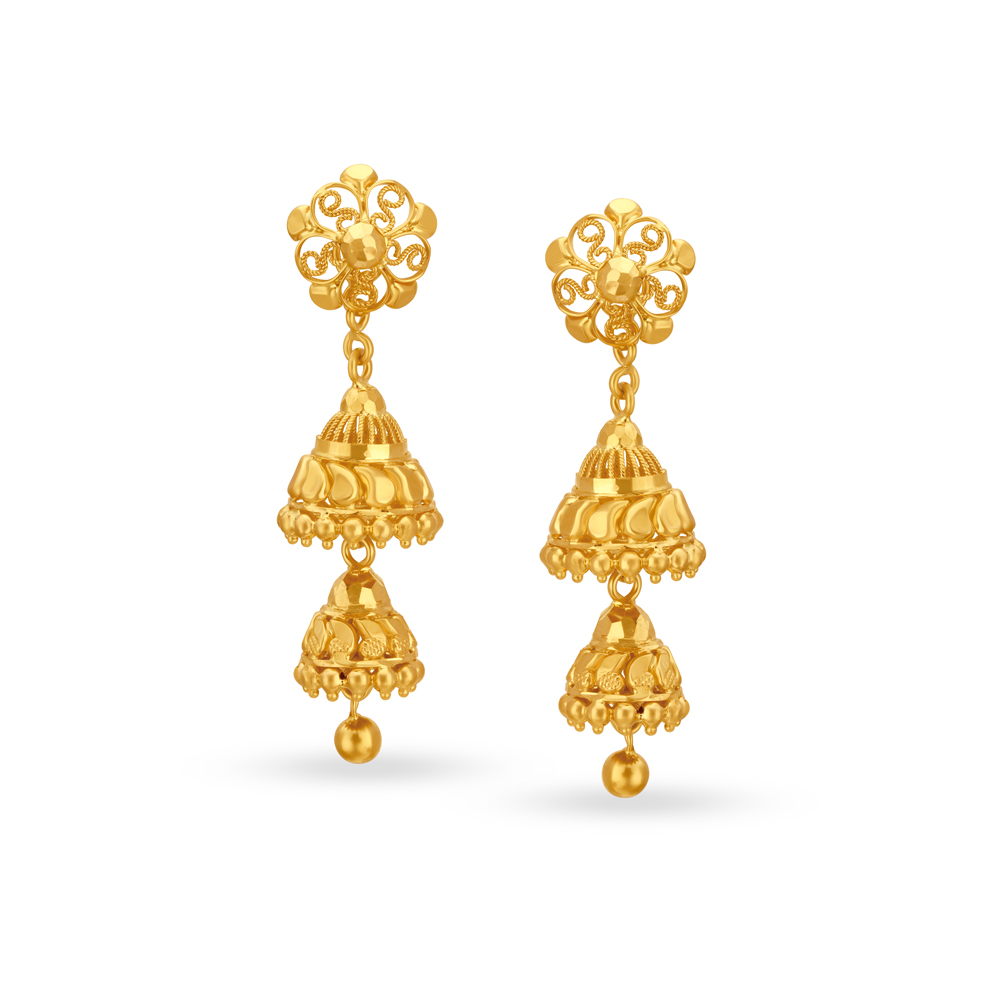 Buy Traditional Double Layer Jhumka at Best Price Tanishq US