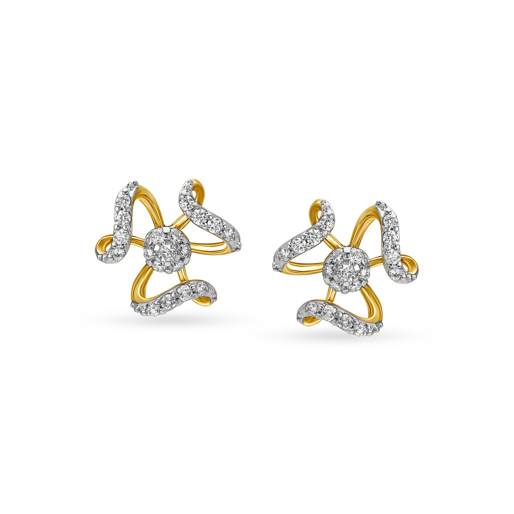 Buy 18KT Yellow Gold Diamond Stud Earrings at Best Price | Tanishq US