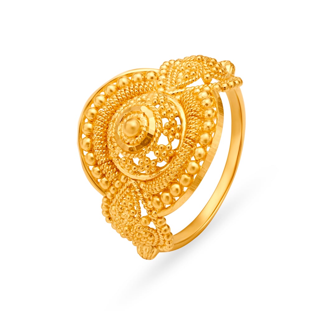 Traditional Rings Design Gold Buy Elaborate Traditional Gold Ring at Best Price | Tanishq US