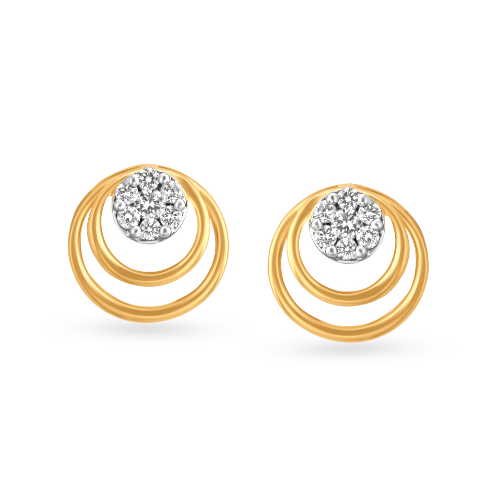 Buy Hypnotic 18 Karat Yellow Gold And Diamond Concentric Studs at Best ...